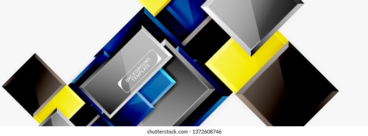 Minimal square banner abstract background, 3d modern effect