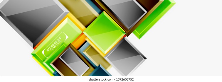 Minimal square banner abstract background, 3d modern effect