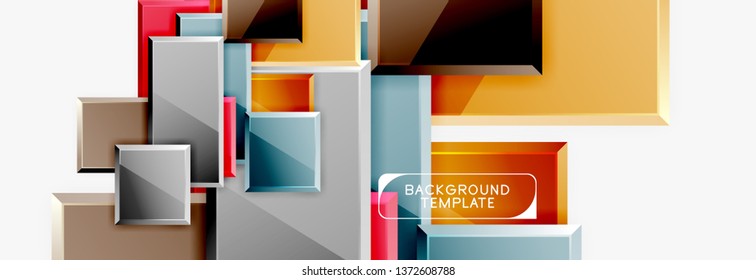 Minimal square banner abstract background, 3d modern effect