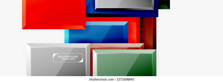 Minimal square banner abstract background, 3d modern effect