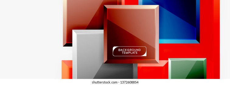 Minimal square banner abstract background, 3d modern effect