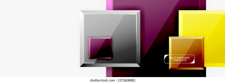 Minimal square banner abstract background, 3d modern effect