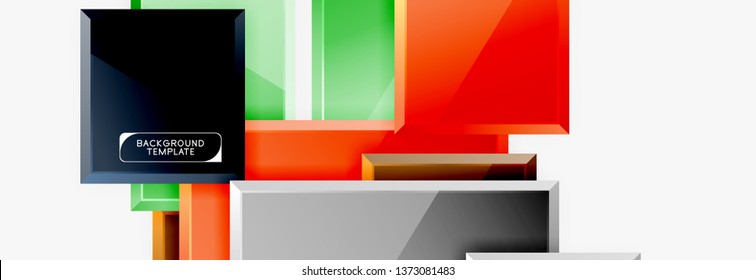 Minimal square banner abstract background, 3d modern effect