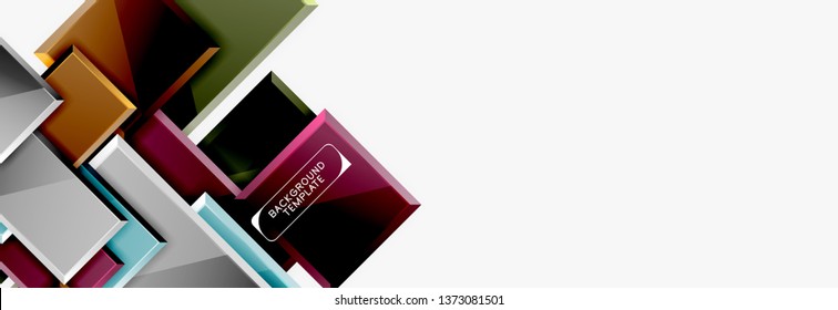 Minimal square banner abstract background, 3d modern effect