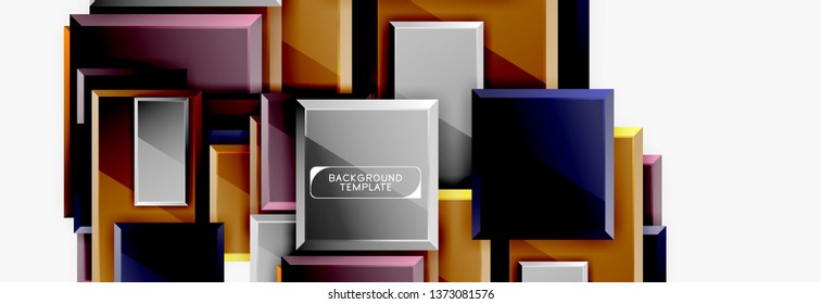 Minimal square banner abstract background, 3d modern effect