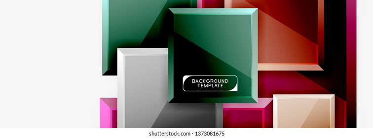 Minimal square banner abstract background, 3d modern effect