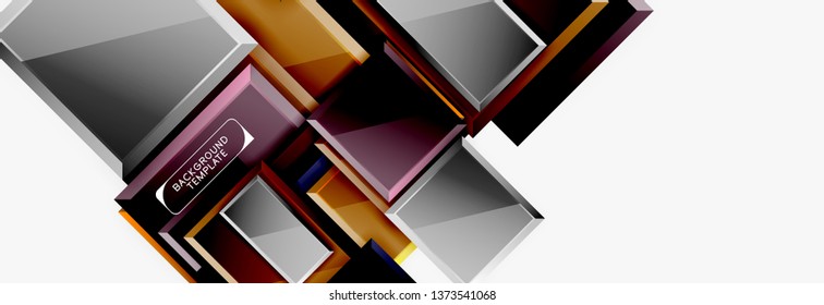 Minimal square banner abstract background, 3d modern effect