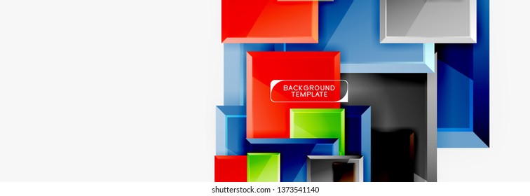 Minimal square banner abstract background, 3d modern effect