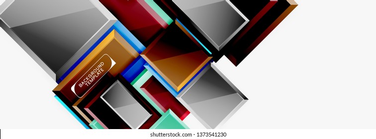 Minimal square banner abstract background, 3d modern effect