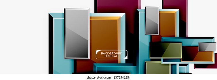 Minimal square banner abstract background, 3d modern effect