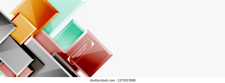 Minimal square banner abstract background, 3d modern effect