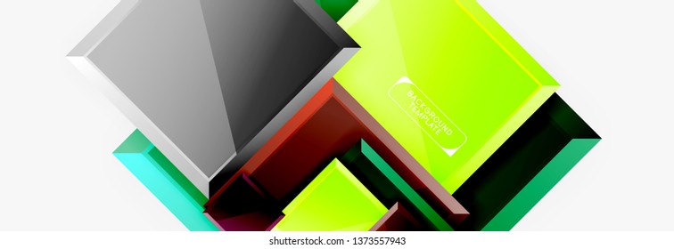 Minimal square banner abstract background, 3d modern effect
