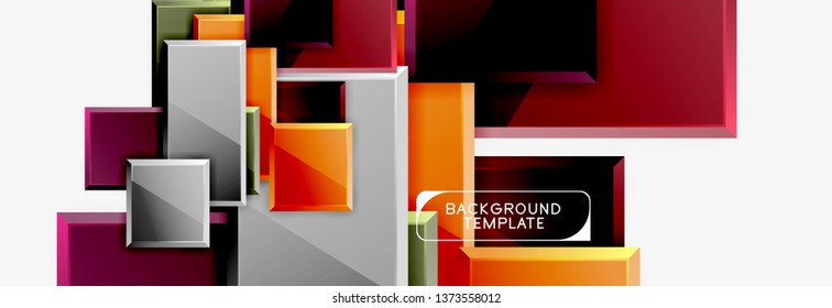 Minimal square banner abstract background, 3d modern effect