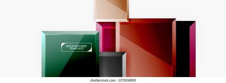 Minimal square banner abstract background, 3d modern effect