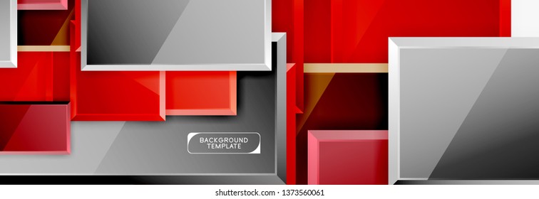 Minimal square banner abstract background, 3d modern effect