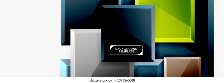 Minimal square banner abstract background, 3d modern effect
