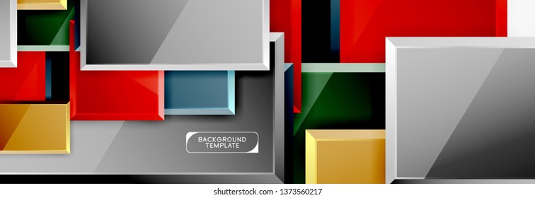 Minimal square banner abstract background, 3d modern effect