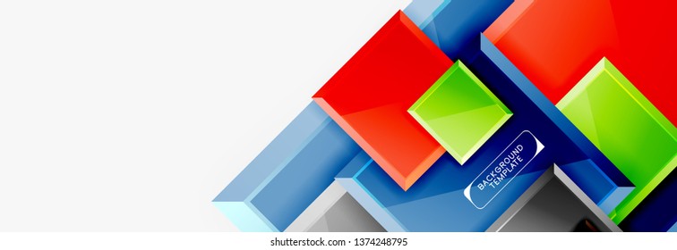 Minimal square banner abstract background, 3d modern effect