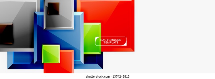 Minimal square banner abstract background, 3d modern effect