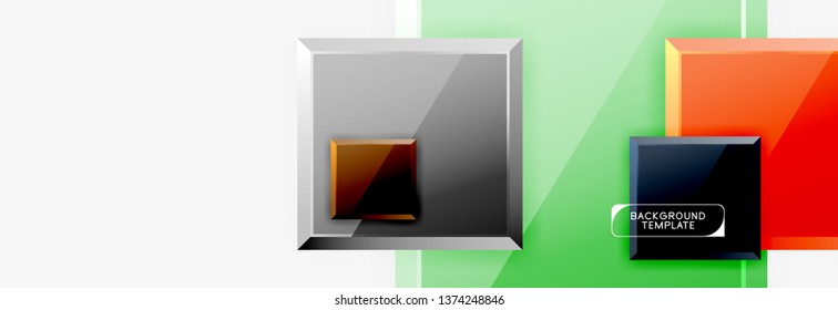 Minimal square banner abstract background, 3d modern effect