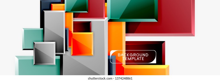 Minimal square banner abstract background, 3d modern effect