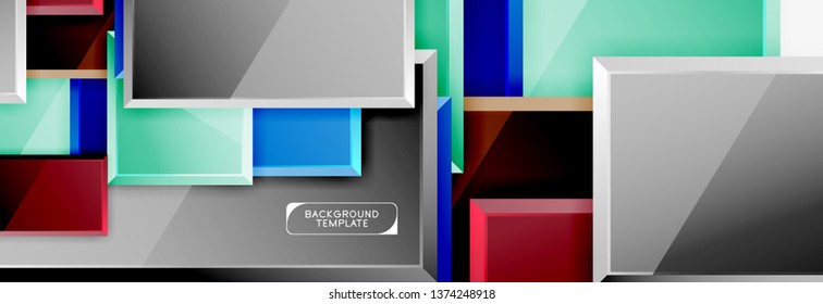 Minimal square banner abstract background, 3d modern effect