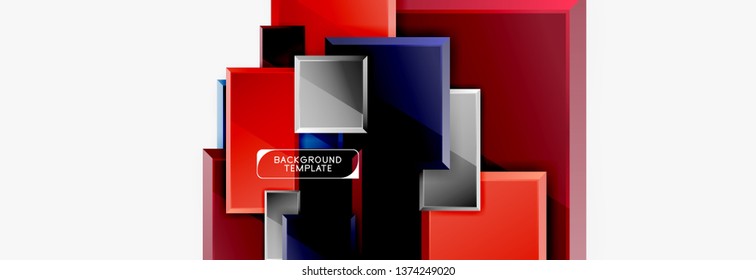 Minimal square banner abstract background, 3d modern effect
