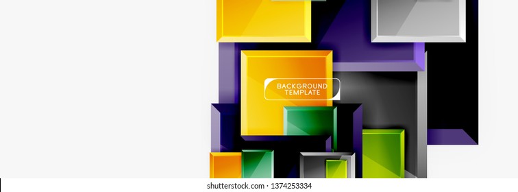 Minimal square banner abstract background, 3d modern effect