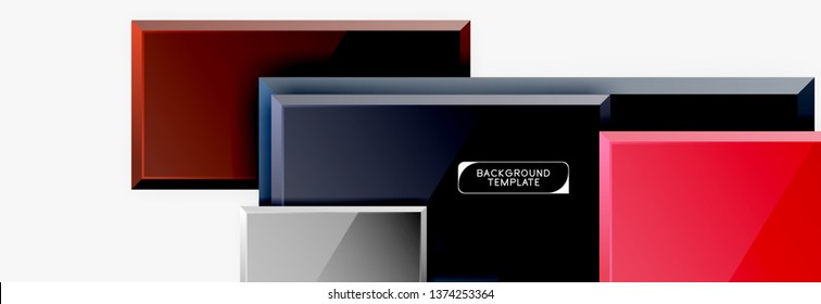 Minimal square banner abstract background, 3d modern effect