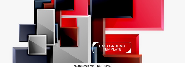 Minimal square banner abstract background, 3d modern effect
