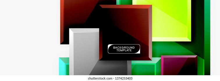 Minimal square banner abstract background, 3d modern effect