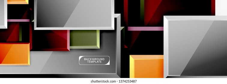Minimal square banner abstract background, 3d modern effect