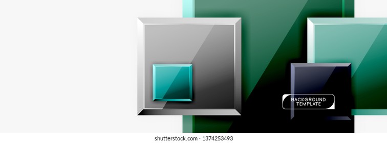 Minimal square banner abstract background, 3d modern effect