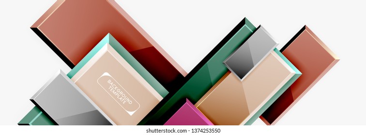 Minimal square banner abstract background, 3d modern effect
