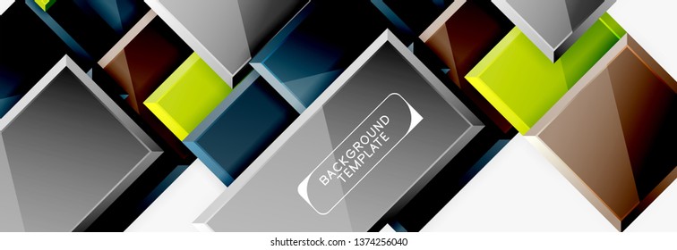 Minimal square banner abstract background, 3d modern effect