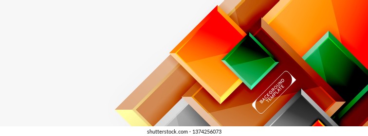 Minimal square banner abstract background, 3d modern effect