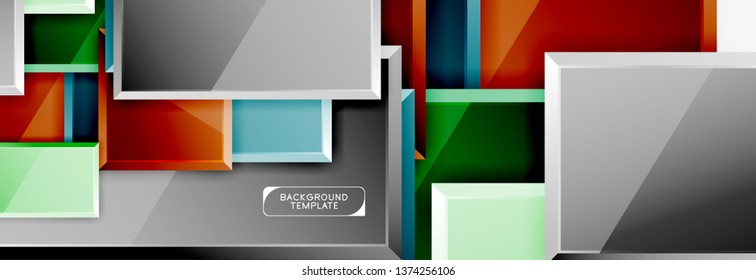 Minimal square banner abstract background, 3d modern effect