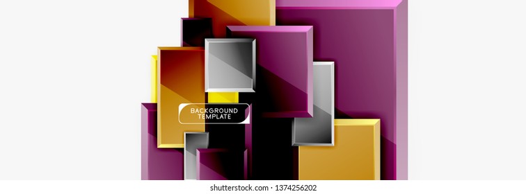 Minimal square banner abstract background, 3d modern effect