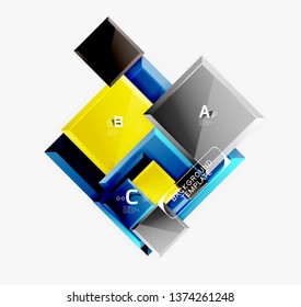Fondo abstracto de banner cuadrado mínimo, efecto moderno 3d