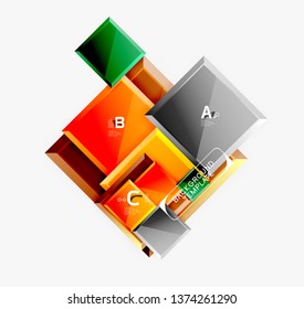 Minimal square banner abstract background, 3d modern effect