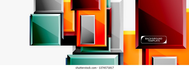 Minimal square banner abstract background, 3d modern effect