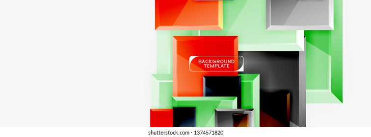 Minimal square banner abstract background, 3d modern effect