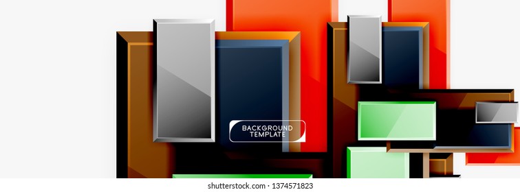 Minimal square banner abstract background, 3d modern effect