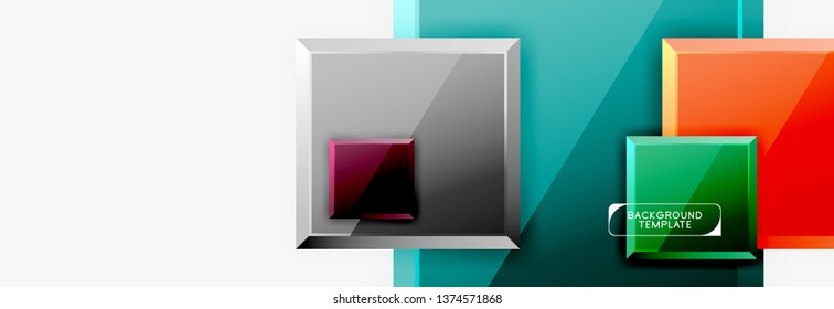 Minimal square banner abstract background, 3d modern effect