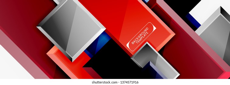 Minimal square banner abstract background, 3d modern effect