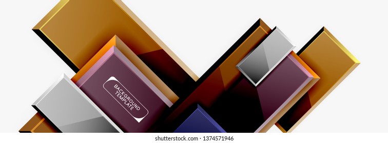 Minimal square banner abstract background, 3d modern effect