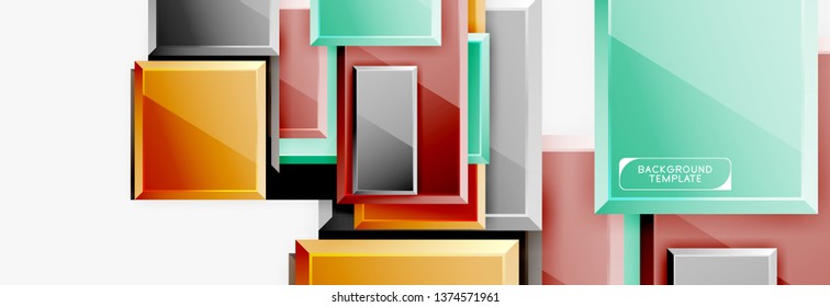 Minimal square banner abstract background, 3d modern effect