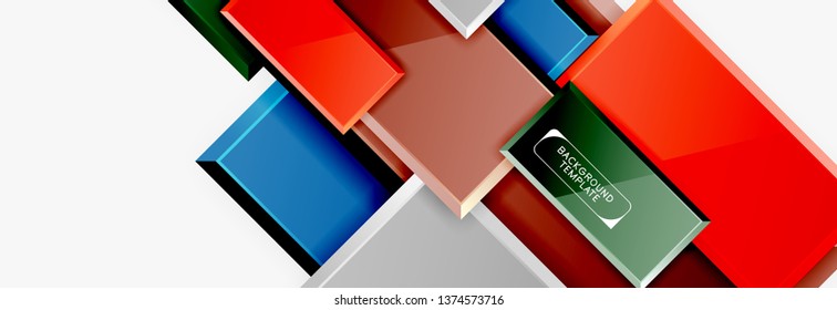 Minimal square banner abstract background, 3d modern effect