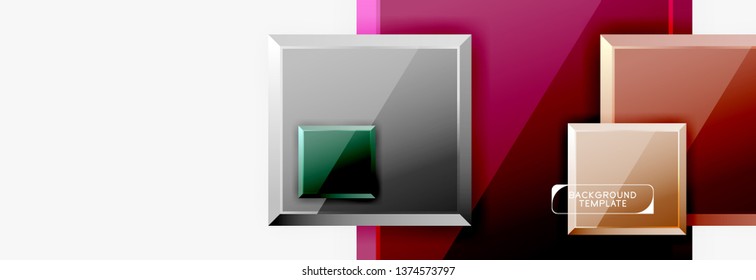 Minimal square banner abstract background, 3d modern effect