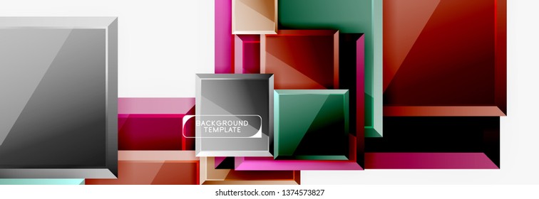 Minimal square banner abstract background, 3d modern effect